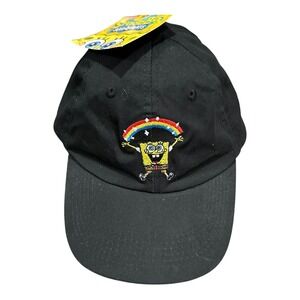 Nickelodeon SpongeBob Squarepants Rainbow Black Cap Hat Embroidered Strap NWT